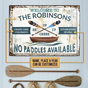 Metal Sign- White Theme Boating No Paddles Custom Name Place And Year Rectangle Metal Sign - Thegiftio UK