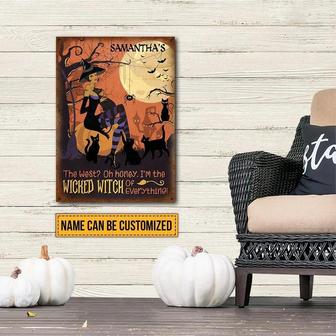 Metal Sign- Witch Witchy Wizard Spell Halloween Rectangle Metal Sign Custom Name Orange Background - Thegiftio UK