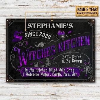 Metal Sign- Witches Kitchen Water Earth Fire Air Purple Black Rectangle Metal Sign Custom Name Year - Thegiftio UK