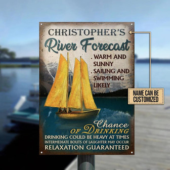 Metal Sign- Yellow Sail Sailing River Forecast Home Decor Rectangle Metal Sign Custom Name - Thegiftio