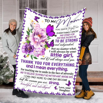 To My Mom,Flower Butterfly,Fleece Blanket,Anniversary, Gift For Mom Family Home Decor Bedding Couch Sofa Soft - Thegiftio UK