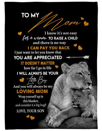 To My Mom You Are Appreciated, Fleece Blanket, Mothers Day Gift From Son, Meaningful Mothers Day Gift, Home Decor - Thegiftio UK