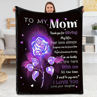 To My Mom Blanket from Daughter Mom Gifts Blanket, Rose Throw Blanket for Her as Birthday Christmas, I Love You Letter Fleece Flannel Throw Blanket - Thegiftio UK