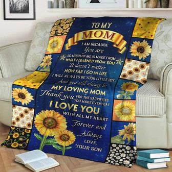 To My Mom Blanket, Sunflower, I Love You Forever And Always, Gift For Mom Family Home Decor Bedding Couch Sofa Soft - Thegiftio UK