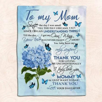 To My Mom Blue Hydrangeas Fleece Blanket Gift For Mom From Family Gift Home Decor Bedding Couch Sofa Soft And Comfy Cozy - Thegiftio UK