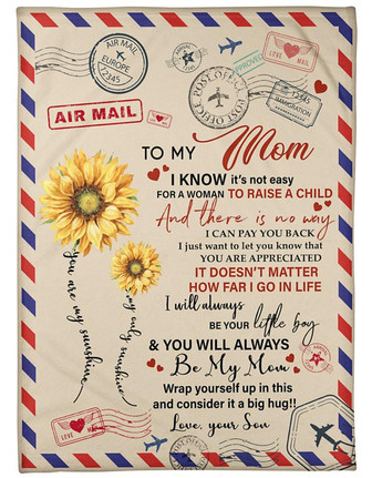To My Mom Consider It A Big Hug, Fleece Blanket, Mothers Day Gift From Son To Mom, Meaningful Mothers Day Gift, - Thegiftio