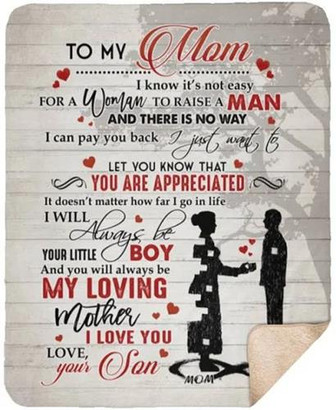 To My Mom It Doesn't Matter How Far I Go In Life Fleece Blanket Gift For Mom From Son Home Decor Bedding Couch Sofa Soft - Thegiftio UK