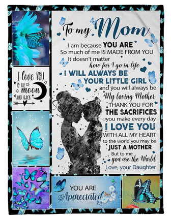 To My Mom Fleece Blanket I Love You With All My Heart Gift From Daughter Home Decor Bedding Couch Sofa Soft - Thegiftio UK
