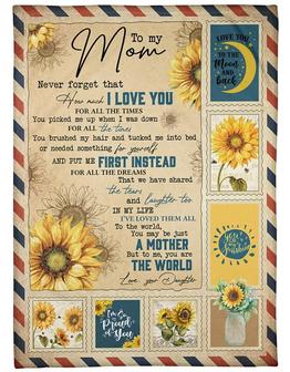 To My Mom Never Forget That I Love You Sunflower Letter Vintage Blanket Gift For Mom From Daughter Birthday Gift - Thegiftio UK
