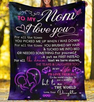 To My Mom Galaxy Background I Love You Who Is The World To Me Gift From Daughter Fleece Blanket Home Decor Bedding Couch - Thegiftio UK