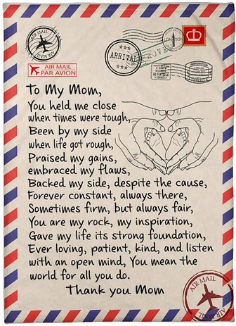 to My Mom Hand in Hand Air Mail Blanket Gift for Mom from Son Birthday Gift Home Decor Bedding Couch Sofa Soft - Thegiftio UK
