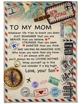 To My Mom Having An Amazing Son Fleece Blanket Gift For Family, Birthday, Mother, For Her, Son To Mom Gift - Thegiftio UK