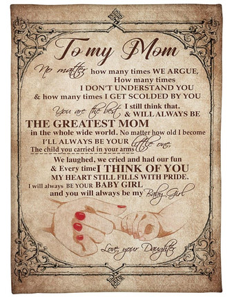 To My Mom My Heart Still Fills With Pride Fleece Blanket Mother's Day Gift Gift From Daughter To Mom Family Gift - Thegiftio UK