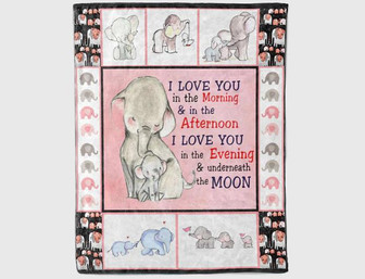 To My Mom, Elephant Baby Bedding, Elephant Mom Blanket,Daughter Fleece Blanket, Gift For Mom Family Home Decor - Thegiftio UK