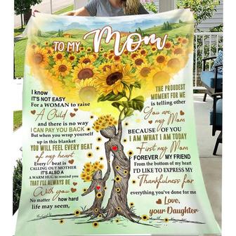 To My Mom It's Not Easy For A Woman To Raise A Child, Sunflower Plants Maternal Love Fleece Blanket Gift From Daughter - Thegiftio UK