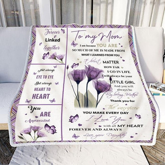 To My Mom I Love You with All My Heart Forever and Always Purple Flower Blanket Gift For Mother Birthday Gift - Thegiftio UK