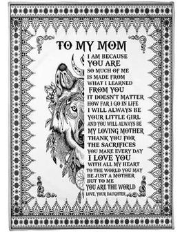 To My Mom I Love You With All My Heart Wolf Fleece Blanket Gift For Mom From Daughter Home Decor Bedding Couch Sofa Soft - Thegiftio UK