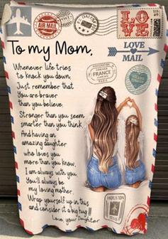 To My Mom Love Mail You Are Brave Strong Smart, Gift From Daughter Fleece Blanket Home Decor Bedding Couch Sofa Soft - Thegiftio UK