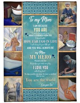 To My Mom I Love You Nurse Fleece Blanket, Meaningful Mothers Day Gift, Mothers Day Gift From Son To Mom, Home Decor - Thegiftio UK