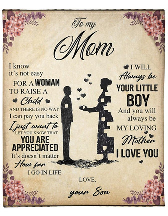 To My Mom My Loving Mother I Love You Blanket Gift For Mom From Son Mother's Day Birthday Gift Home Decor Bedding Couch - Thegiftio UK