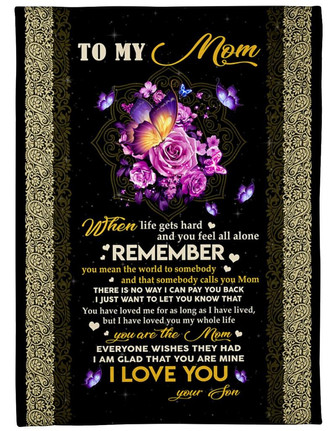 To My Mom You Mean The World To Somebody Fleece Blanket Mother's Day Gift, Gift From Son To Mom, Home Decor - Thegiftio UK