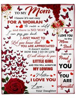 To My Mom Red Butterflies You Are Appreciated Fleece Blanket Gift For Family, Birthday, Mother, Daughter - Thegiftio UK