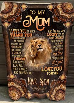 To My Mom I Am All So Lucky To be Your Children Fleece Blanket Animals Gift For Family,Birthday,Mother,Father,Lion - Thegiftio UK