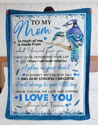 To My Mom So Much Of Me Is Made From What I Learn From You, Cute Bird Fleece Blanket Gift From Son And Daughter - Thegiftio