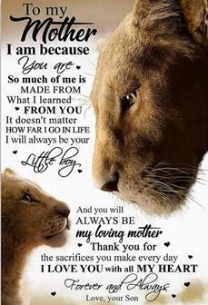 To My Mom I Am Because You Are Son Lions White Premium Fleece Blanket Gift For Mom From Son Home Decor Bedding Couch - Thegiftio UK