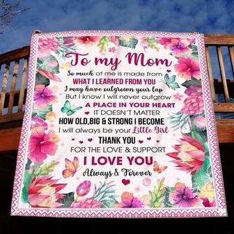 To My Mom Thank You For The Love & Support I Love You Hibiscus Butterfly Blanket Gift For Mom Mother's Day Birthday Gift - Thegiftio UK