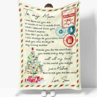To My Mom Thank For The Sacrifices Fleece Blanket Gift For Son To Mom Home Decor Bedding Couch Sofa Soft And Comfy Cozy - Thegiftio UK