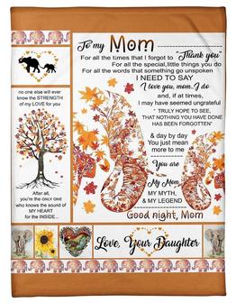 To My Mom Thank You For All The Special Little Things You Do, Elephant Autumn Maple Leaves Fleece Blanket - Thegiftio UK