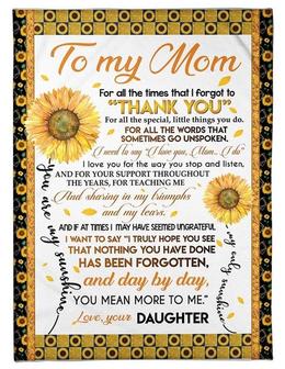 To My Mom Thank You For All The Special Little Things You Do Fleece Blanket Sunflower Blanket Gift For Mom Birthday Gift - Thegiftio UK