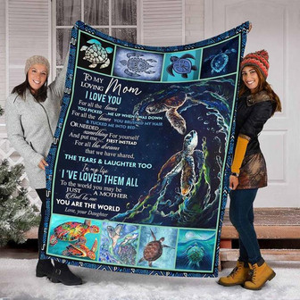 To My Mom Turtle Blankets ,Fleece Blanket, Anniversary, Special,Gift For Mom Family Home Decor Bedding Couch Sofa Soft - Thegiftio UK