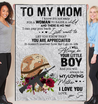 To My Mom I Will Always Be Your Little Boy Veteran Fleece Blanket Gift For Family, Birthday, Mother, Army, Veteran Gift - Thegiftio UK