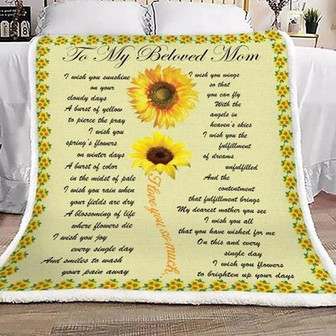 To My Mom I Wish You Sunshine On Your Cloudy Days Fleece Blanket Gift For Mom Home Decor Bedding Couch Sofa Soft - Thegiftio UK