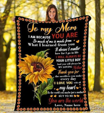 To My Mom You Are The World Meaningful Sunflower Fleece Blanket Gift For Mom Home Decor Bedding Couch Sofa Soft - Thegiftio UK