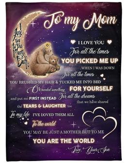 To My Mom You Are The World, Fleece Blanket, Mothers Day Gift From Son To Mom, Thank You Gifts For Mothers Day, - Thegiftio UK