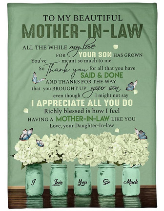 To My Mother-in-law I Love You So Much Butterflies Blanket Gift For Mom From Daughter-in-law Birthday Gift Home Decor - Thegiftio UK