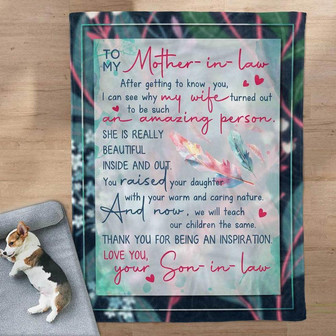 To My Mother-In-Law Thank You For Being An Inspiration Feathers Blanket Gift From Son-in-law Birthday Gift Home Decor - Thegiftio UK