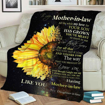 To My Mother Blanket, All The While My Love For Your Son, Gift For Mother Family Home Decor Bedding Couch Sofa Soft - Thegiftio UK