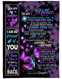 To My Mother Everything I Am You Helped Me,Fleece Blanket, Mothers Day To Mom, Meaningful Mothers Day Gift, - Thegiftio UK