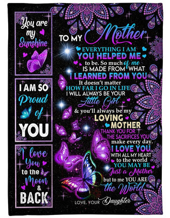 To My Mother Everything I Am You Helped Me,Fleece Blanket, Mothers Day To Mom, Meaningful Mothers Day Gift, - Thegiftio UK