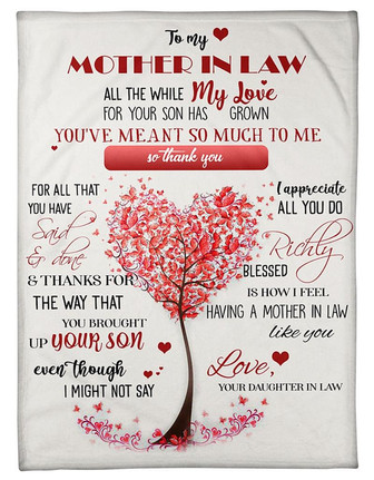 To My Mother In Law All The While My Love For Your Son Has Grown Blanket Gift For Mom from Son Birthday Gift Home Decor - Thegiftio UK