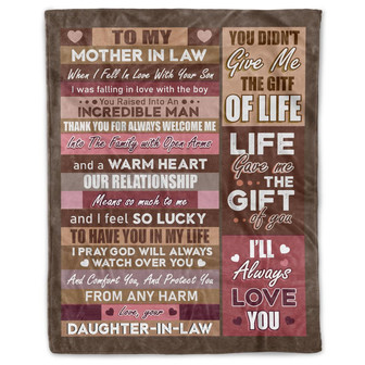 To My Mother In Law Thank You For Always Welcome Me Blanket Gift From Daghter In Law Birthday Gift Home Decor - Thegiftio UK