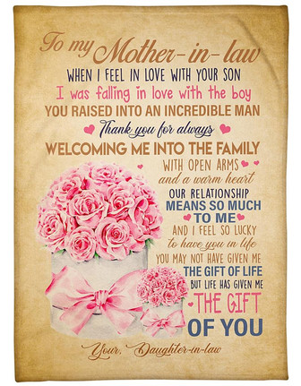 To My Mother In Law When I Feel In Love With Your Son Fleece Blanket Home Decor Bedding Couch Sofa Soft and Comfy Cozy - Thegiftio UK