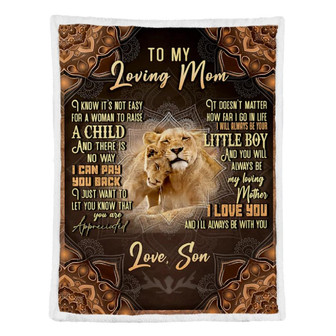 To My Mother Lion There Is No Way I Can Pay You Back Fleece Blanket Gift For Family,Birthday,Parents,Mother,Mom Gift - Thegiftio UK