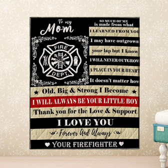 To My Mother I Love You Your Firefighter Fleece Blanket Gift For Family,Birthday,Parents,Mother,Mom Gift - Thegiftio UK