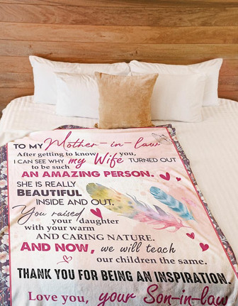 To My Mother-in-law Thank You For Being An Inspiration Feathers Blanket Gift For Mother From Son-in-law Birthday Gift - Thegiftio UK