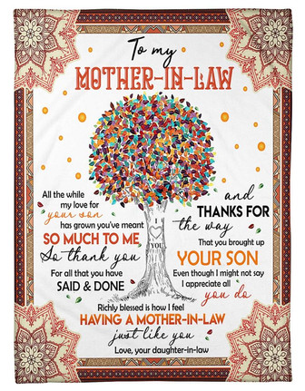 To My Mother-in-law TREE Blanket, Has Grown You've Meant Gift For Mother-in-law From Daughter-in-law Birthday Gift - Thegiftio UK